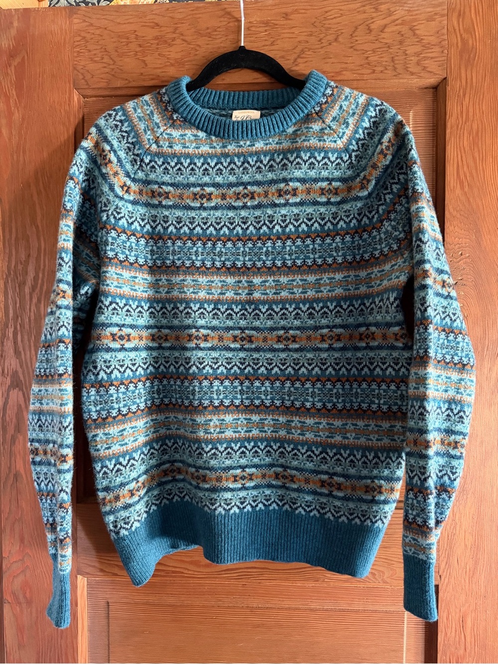 J.Crew Men’s Fair Isle Sweater 100% Lambswool Blue Size M